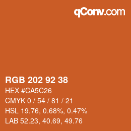 颜色代码: RGB 202 92 38 | qconv.com