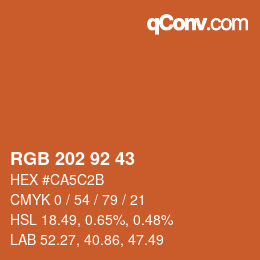 颜色代码: RGB 202 92 43 | qconv.com
