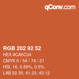 カラーコード: RGB 202 92 52 | qconv.com