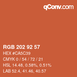 Color code: RGB 202 92 57 | qconv.com