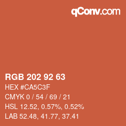 カラーコード: RGB 202 92 63 | qconv.com