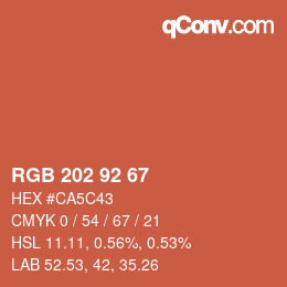颜色代码: RGB 202 92 67 | qconv.com