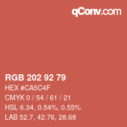 カラーコード: RGB 202 92 79 | qconv.com