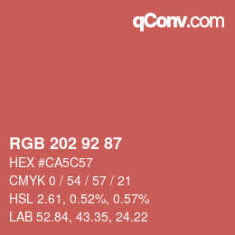 カラーコード: RGB 202 92 87 | qconv.com