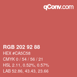カラーコード: RGB 202 92 88 | qconv.com