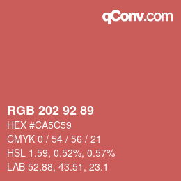 カラーコード: RGB 202 92 89 | qconv.com