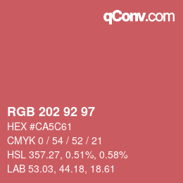 カラーコード: RGB 202 92 97 | qconv.com