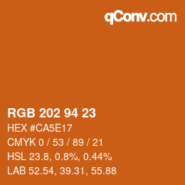 颜色代码: RGB 202 94 23 | qconv.com