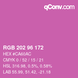カラーコード: RGB 202 96 172 | qconv.com
