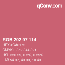 Color code: RGB 202 97 114 | qconv.com