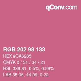 カラーコード: RGB 202 98 133 | qconv.com