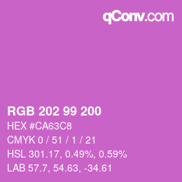 颜色代码: RGB 202 99 200 | qconv.com