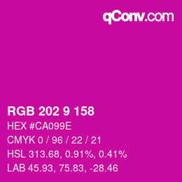 カラーコード: RGB 202 9 158 | qconv.com