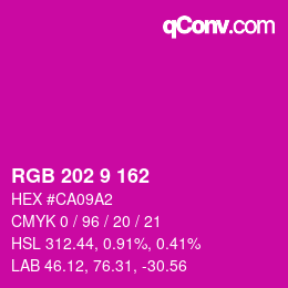 Color code: RGB 202 9 162 | qconv.com