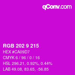 颜色代码: RGB 202 9 215 | qconv.com
