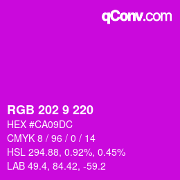 颜色代码: RGB 202 9 220 | qconv.com