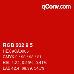 カラーコード: RGB 202 9 5 | qconv.com