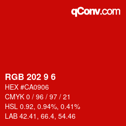 Color code: RGB 202 9 6 | qconv.com