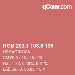 カラーコード: RGB 203.1 108.8 106 | qconv.com