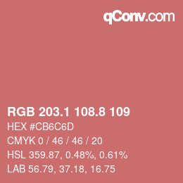 カラーコード: RGB 203.1 108.8 109 | qconv.com