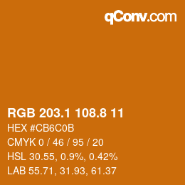 カラーコード: RGB 203.1 108.8 11 | qconv.com