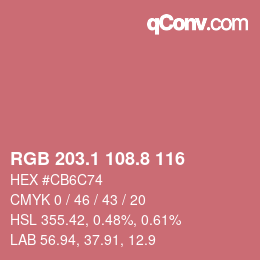 カラーコード: RGB 203.1 108.8 116 | qconv.com
