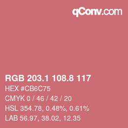 カラーコード: RGB 203.1 108.8 117 | qconv.com