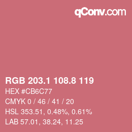 Color code: RGB 203.1 108.8 119 | qconv.com