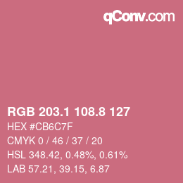 カラーコード: RGB 203.1 108.8 127 | qconv.com