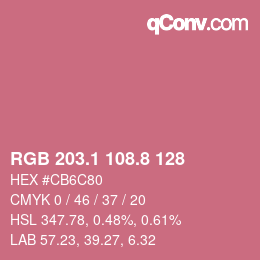 カラーコード: RGB 203.1 108.8 128 | qconv.com