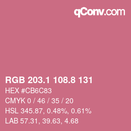 カラーコード: RGB 203.1 108.8 131 | qconv.com