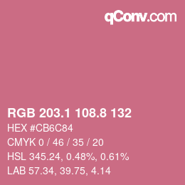 カラーコード: RGB 203.1 108.8 132 | qconv.com
