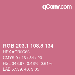 カラーコード: RGB 203.1 108.8 134 | qconv.com