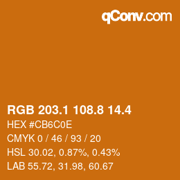 カラーコード: RGB 203.1 108.8 14.4 | qconv.com