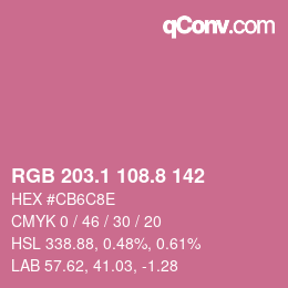 カラーコード: RGB 203.1 108.8 142 | qconv.com