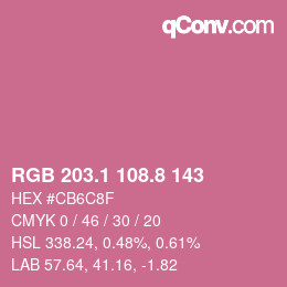 カラーコード: RGB 203.1 108.8 143 | qconv.com