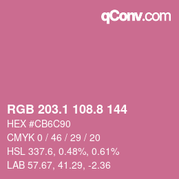 カラーコード: RGB 203.1 108.8 144 | qconv.com