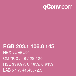 カラーコード: RGB 203.1 108.8 145 | qconv.com