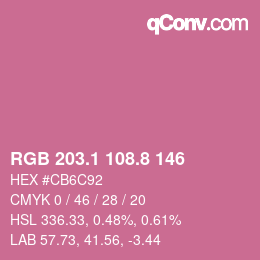 カラーコード: RGB 203.1 108.8 146 | qconv.com
