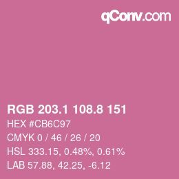 カラーコード: RGB 203.1 108.8 151 | qconv.com