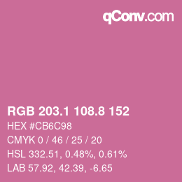 カラーコード: RGB 203.1 108.8 152 | qconv.com