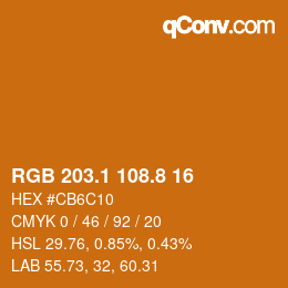 カラーコード: RGB 203.1 108.8 16 | qconv.com