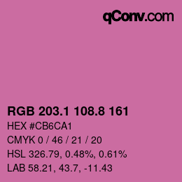 カラーコード: RGB 203.1 108.8 161 | qconv.com