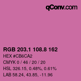 カラーコード: RGB 203.1 108.8 162 | qconv.com