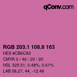 カラーコード: RGB 203.1 108.8 163 | qconv.com