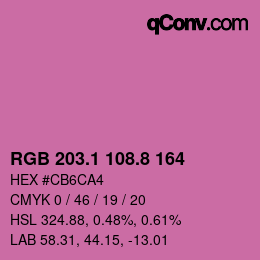 カラーコード: RGB 203.1 108.8 164 | qconv.com
