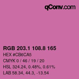 カラーコード: RGB 203.1 108.8 165 | qconv.com