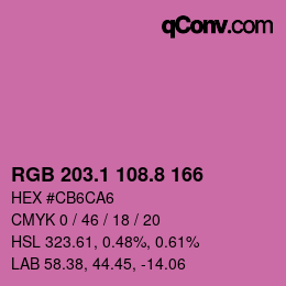 カラーコード: RGB 203.1 108.8 166 | qconv.com