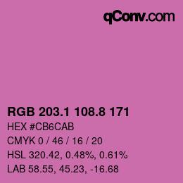 カラーコード: RGB 203.1 108.8 171 | qconv.com