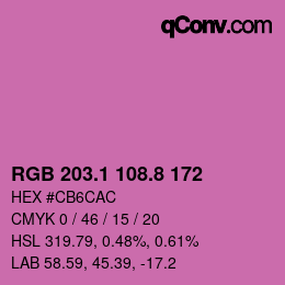 カラーコード: RGB 203.1 108.8 172 | qconv.com